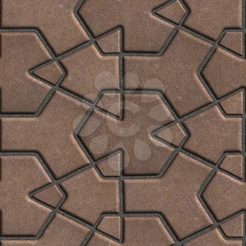 Brown Paving Slabs Built of Crossed Pieces a Various Shapes. Seamless Tileable Texture.