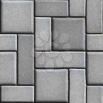 Smooth Gray Paving Slabs as of Rectangles and Squares. Seamless Tileable Texture.