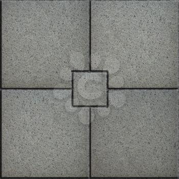 Gray Paving Slabs in the form of Small Brick Surrounded Four Large Square. Seamless Tileable Texture.