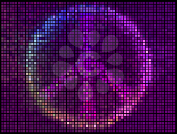 Peace Sign Multicolor abstract lights background. Square pixel mosaic vector