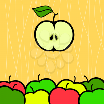 greeting card with apple vector illustration