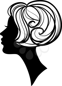 beautiful woman  silhouette with hairstyle