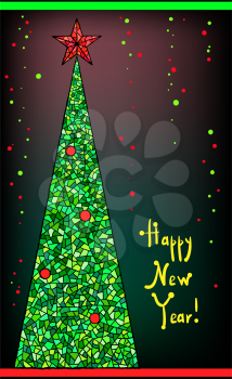 Christmas and new year tree vector image 