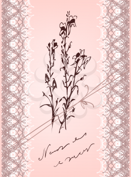 Romantic vector vintage background with flower and lace