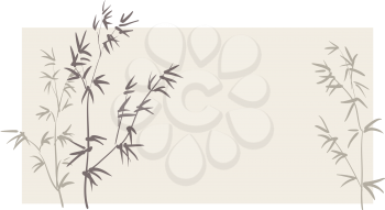 Chinese bamboo branches on horizontal background
