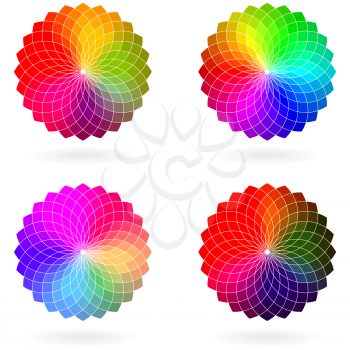 Color flower vector wheel, set
