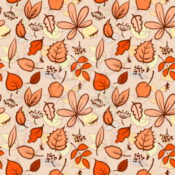 Seamless autumn leaves texture pattern. Vector background 