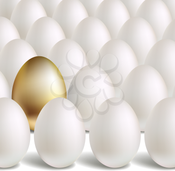 Gold Vector Egg Concept. White and unique golden eggs