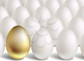 Gold Vector Egg Concept. White and unique golden eggs 