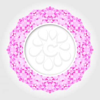Abstract White Circle Frame with Pink Digital Border