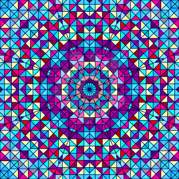 Abstract Colorful Digital Decorative Flower. Geometric Contrast Line Star and Blue Pink Red Cyan Color Artistic Backdrop