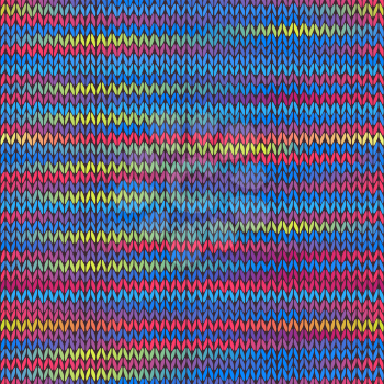 Style Seamless Knitted Melange Pattern. Red Blue Green Yellow Pink Color Vector Illustration 