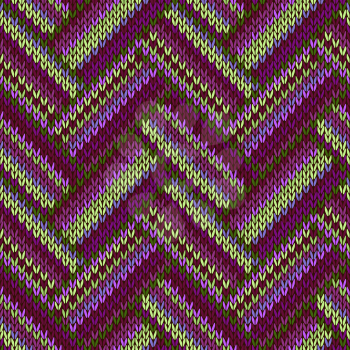 Multicolored Seamless Spring Knitted Pattern. Green Lilac Color