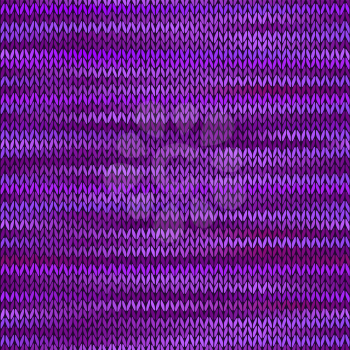 Style Seamless Knitted Melange Pattern. Lilac Violet Color Vector Illustration