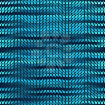Style Seamless Knitted Melange Pattern. Blue Black White Color Vector Illustration
