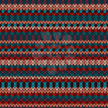 Seamless Ethnic Geometric Knitted Pattern. Style Red Blue Orange Brown Yellow Background
