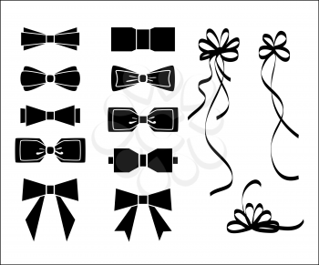 Bow set. Black and white silhouette