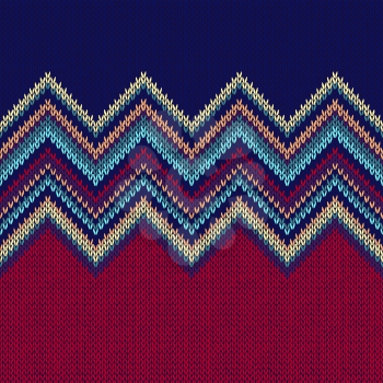 Seamless Ethnic Geometric Knitted Pattern. Red Vinous Blue White Christmas Horizontal Seamless Background