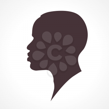 African man face silhouette over white background