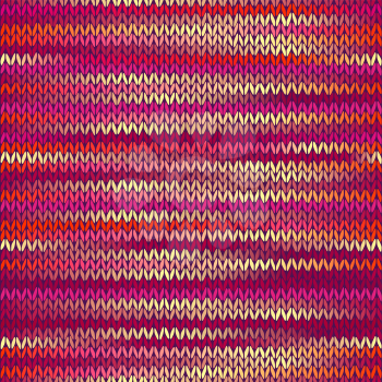 Seamless Knitted Melange Pattern. Red Yellow Color Vector Illustration
