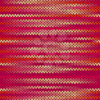 Seamless Knitted Melange Pattern. Red Yellow Color Vector Illustration
