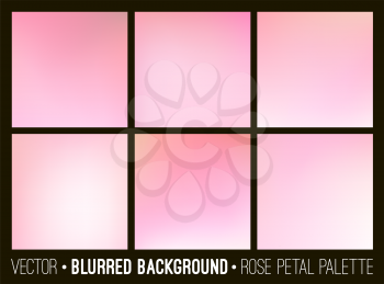 Pink abstract blurred background set. Rose petal palette. Smooth design elements collection wedding concept