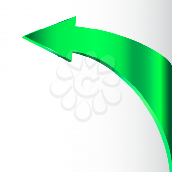 green arrow rises from the right corner to the left upwards. Cover for business presentations of environmentally friendly technologies. 3D illustration