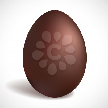 Chocolate egg isolated on white background. Happy Easter concept design. Dark chocolate.