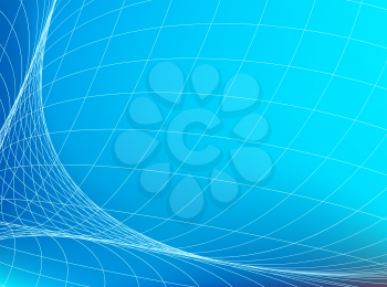 Geometric structure. Network in blue space. Abstract technology banner.