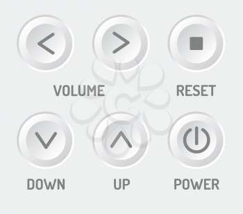 White Control Panel. Set of white round buttons. Gadget control