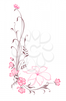 Flowers decorative background. Vertical floral pattern with lilie
