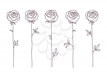 Rose. Stylized flower symbol. Outline hand drawing icon. Decorative element for wedding, birthday design.