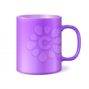 Big ceramic cup for printing corporate logo. Cup isolated on white background. Vector 3D illustration. Ultra violet color 2018.