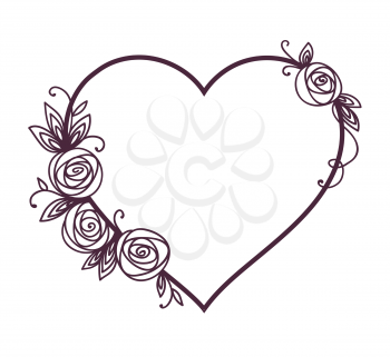 Heart shape line. Valentines day, wedding, birthday design. Isolated outline art