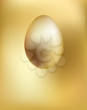 Golden egg soars hanging in space. Antigravity effect. Easter symbol. Spring traditional holidays.