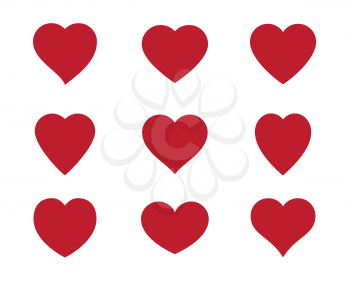 Red heart Icon isolated on white background. Set of love symbol for web site logo, mobile app UI design. Vector illustration flat style