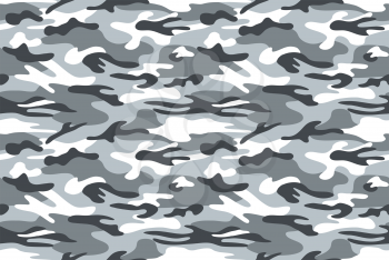Seamless classic camouflage pattern. Camo fishing hunting vector background. Masking white grey black color military texture wallpaper. Army design for fabric paper vinyl print