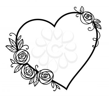 Heart shape line. Valentines day, wedding, birthday design. Isolated outline art