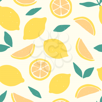 Seamless pattern with lemons. Citrus fruits modern texture on white background. Abstract vector graphic illustration.
