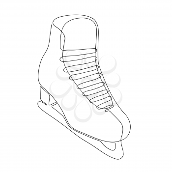 Skates single line drawing. Abstract sports shoes modern design. Vector illustration. Continuous one line art style