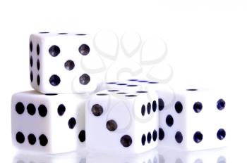 Group of dice isolated on a white background