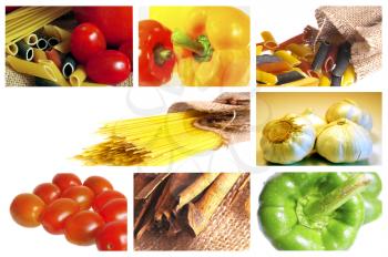Collection of several kinds of food in a collage
