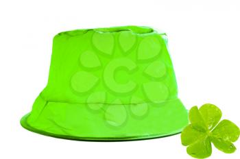 Green hat an a clover isolated on a white background