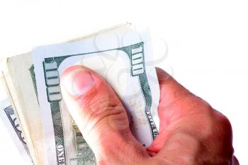 Man hand holding a bunch of cash money