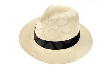 Beautiful traditional Panama hat isolated on white