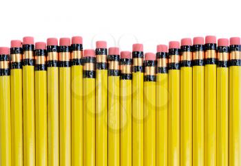 Group of yellow pencils isolated on a white background