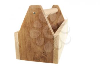 Wooden tool box isolated on a white background