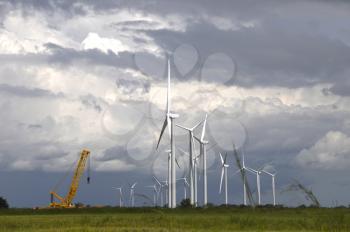 Turbine field under construction in the countryside of Panama