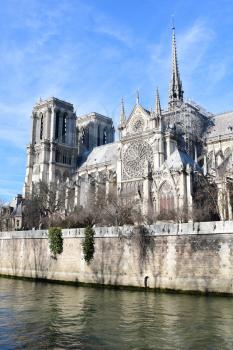 Notre Dame Cathedral seen from across the Siene, Paris