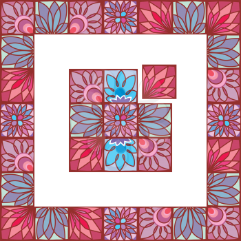 The floral motifs frame is made from separate design elements. It is alike stained-glass.
Editable vector EPS v9.0